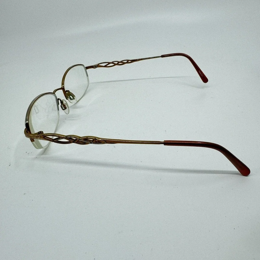 Tura MOD. 597 brN 51-18-130 Auburn‎ Brown Metal Half Rim Eyeglasses Frame H11122
